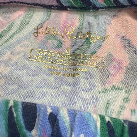 Lilly Pulitzer Seahorse Mermaid Nautical Print Kids PJs Sammie Set Pajamas Sz 8 - Picture 4 of 15